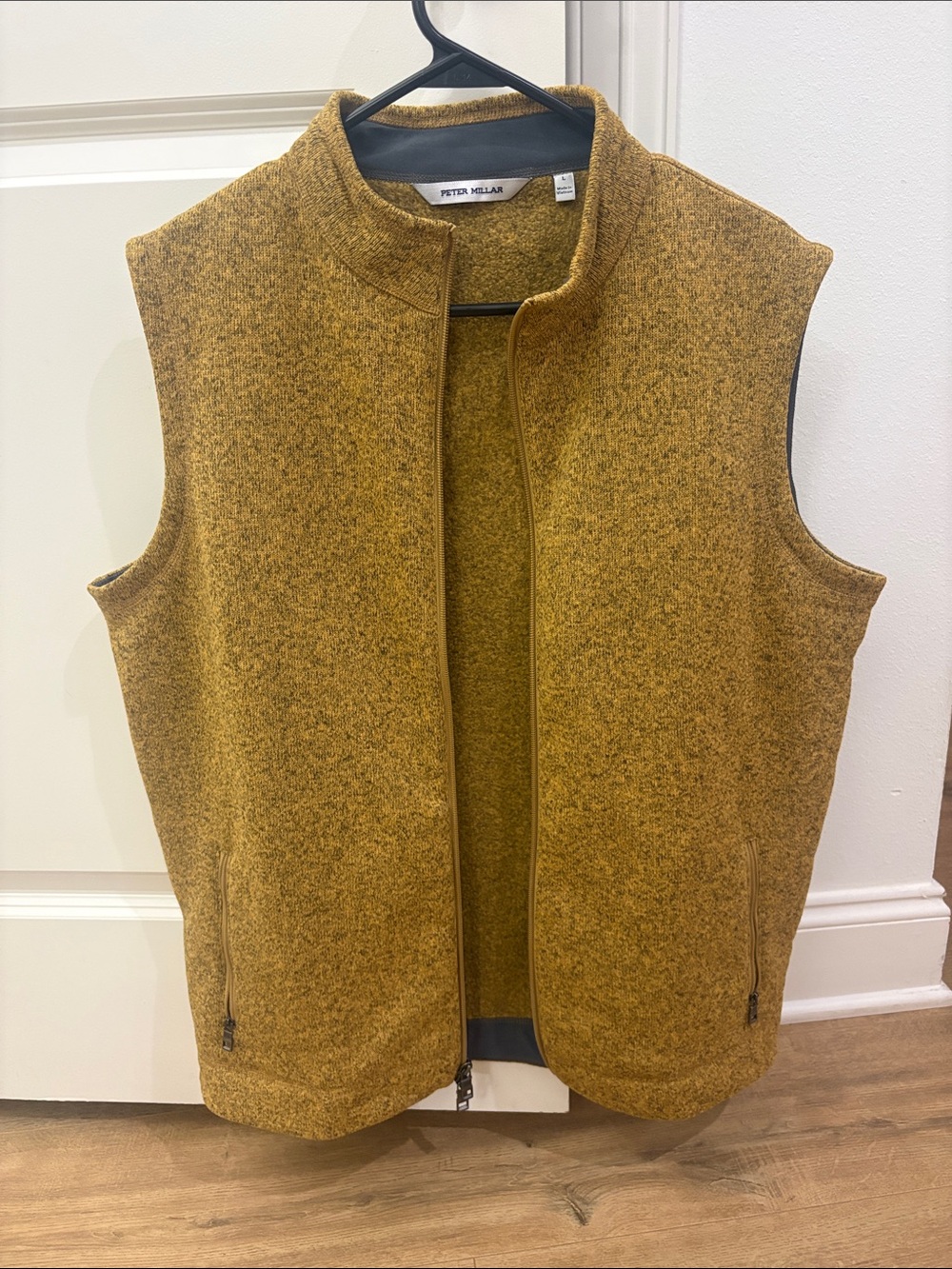 Peter Millar Men's Mustard-Gold Wool-Blend Zip Vest